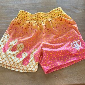 Baseball Lifestyle Elastic Waist Shorts - Pink & Yellow